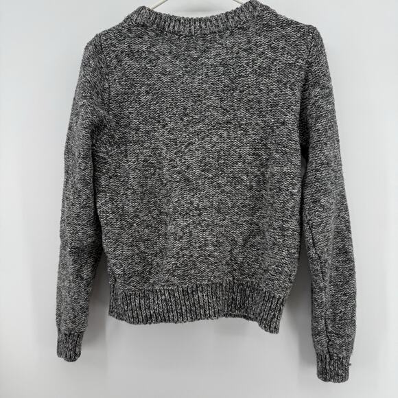 Abercrombie & Fitch Marl Gray Knit Fringe Front Sweater Size S Warm Y2K 90s - Picture 6 of 11